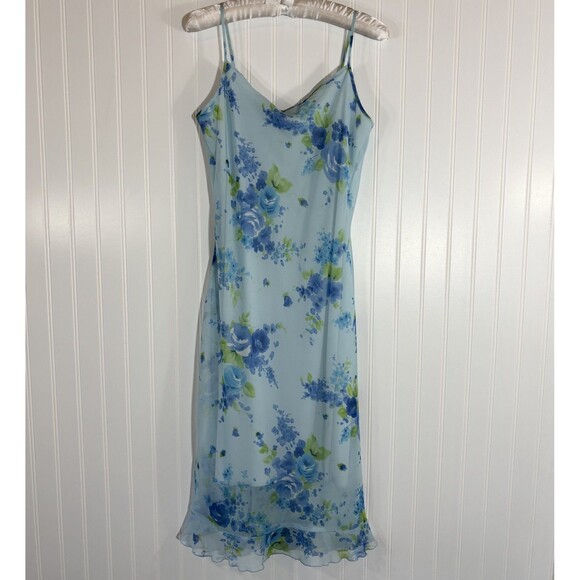 My Michelle Dresses & Skirts - Vintage My Michelle Womens Y2K Fairy Floral Midi Dress Size 11/12 Blue Romantic
